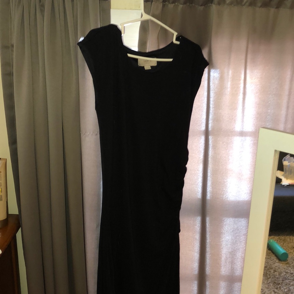 Black dress with side tie.